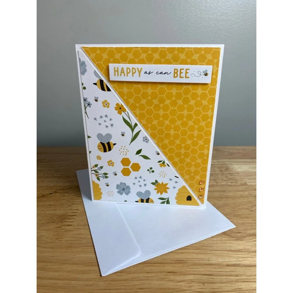 Bee Greeting Card – Handmade A2 Card – All Occasion Blank Card